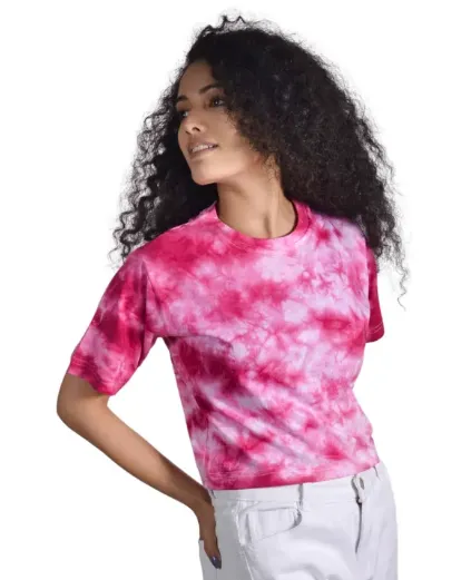 Pink Tone Tie Dye Crop T-Shirt For Women